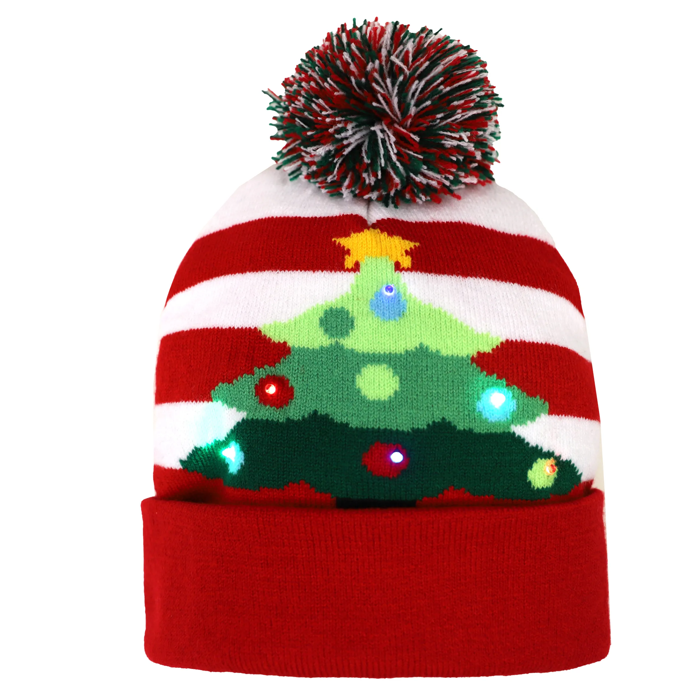 Mütze im weihnachtlichen Stil mit Bommel
