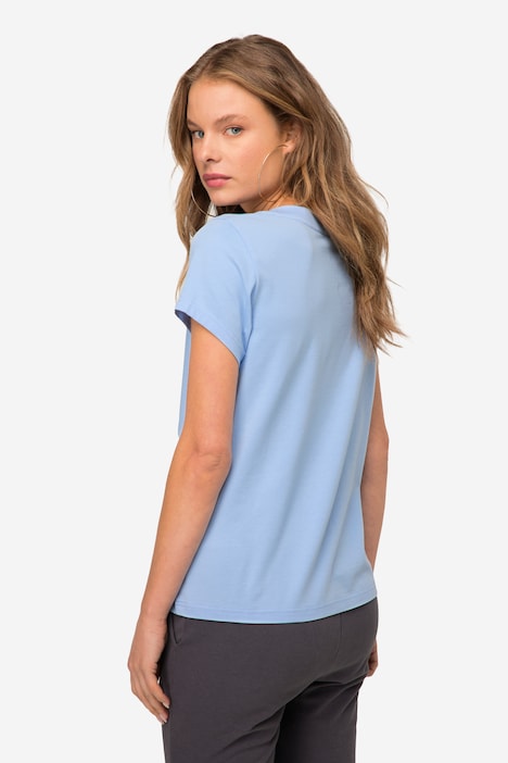 T-Shirt, kleiner Knoten Print, V-Ausschnitt, Halbarm, OEKO-TEX MIG