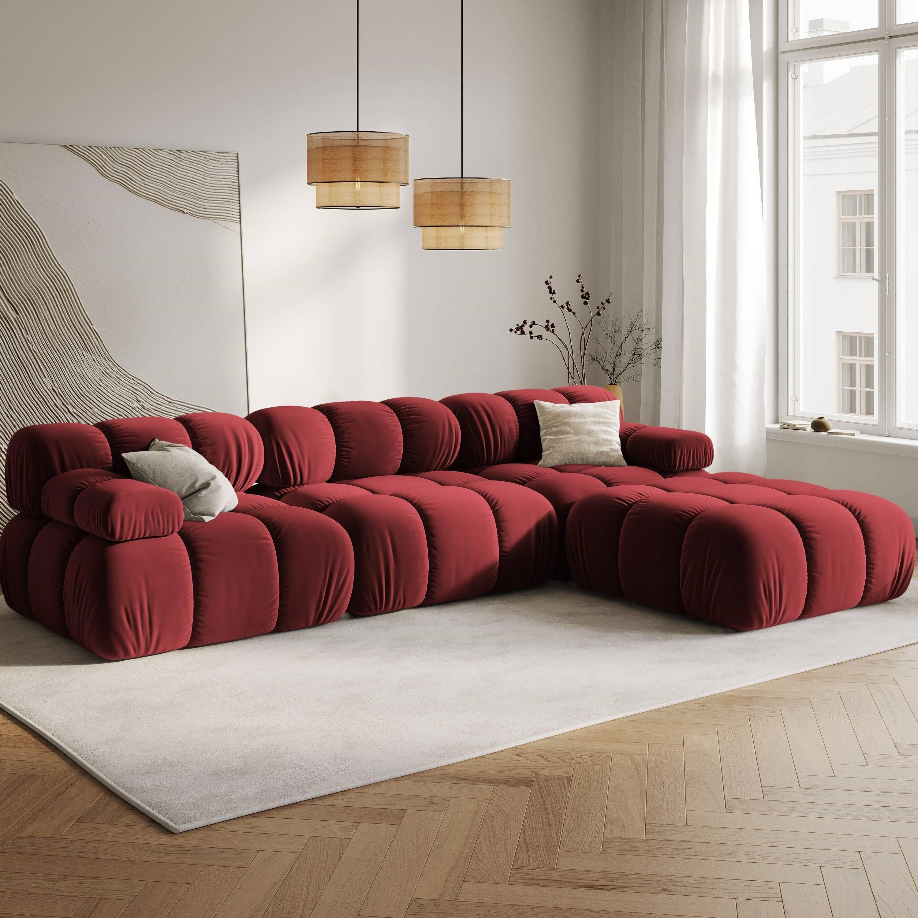 Milo Casa Tropea Modulaire Modulaire 3-zitsbank met Hocker - Bordeauxrood