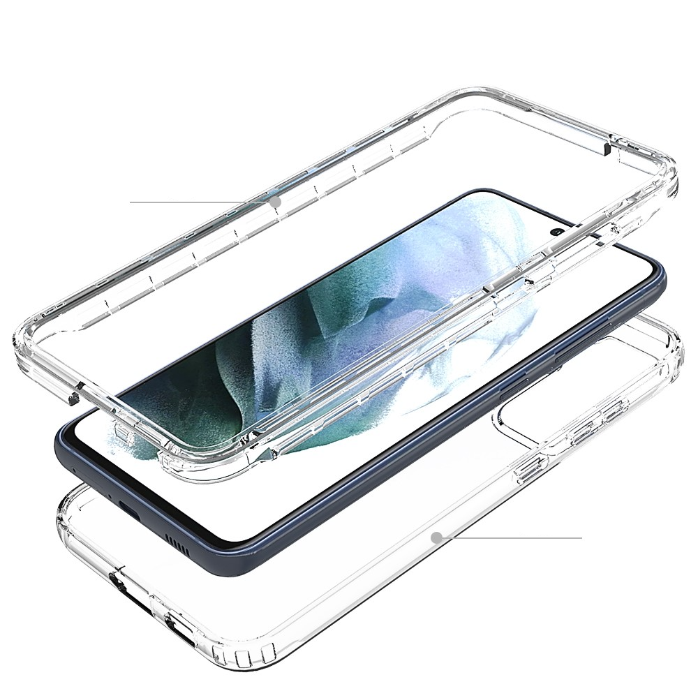 (2-tlg.) Samsung Galaxy S21 FE 5G Hybrid Gummi Hülle Air Cushion Fallschutz  mit TPU Rahmen - Transparent
