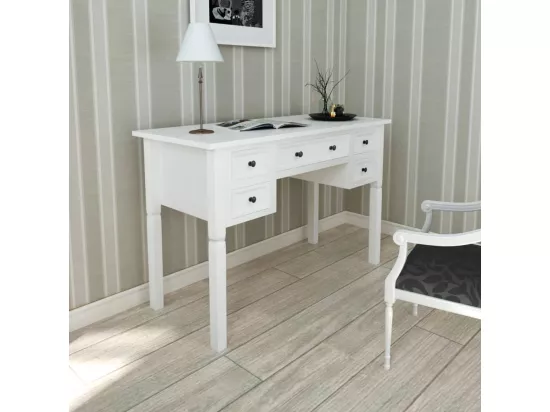 Bureau blanc à 5 tiroirs