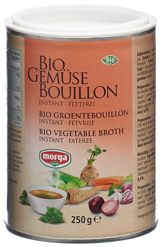 MORGA Gemüse Bouillon<br>250 g, Dose, fettfrei Bio