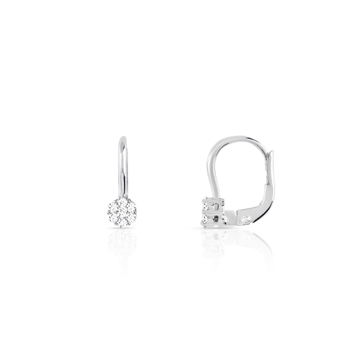Boucles d'oreilles or 750 blanc dormeuses diamants