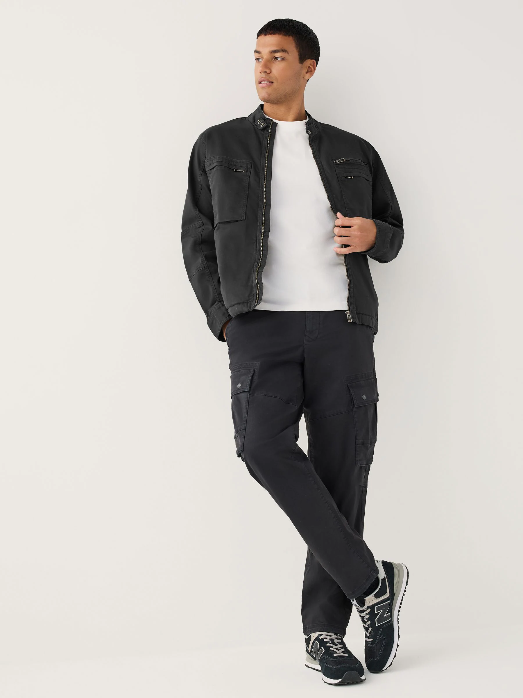 Zwart - Borg Lined Zip Through Funnel Jacket