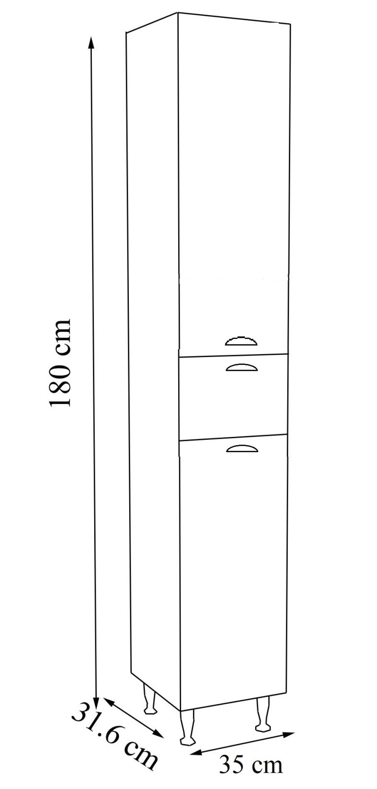 Hochschrank CASALO - weiß - 35 cm