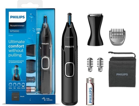 PHILIPS - Tondeuse nez et oreilles Series 5000 tondeuse pour nez, oreilles et sourcils à piles...