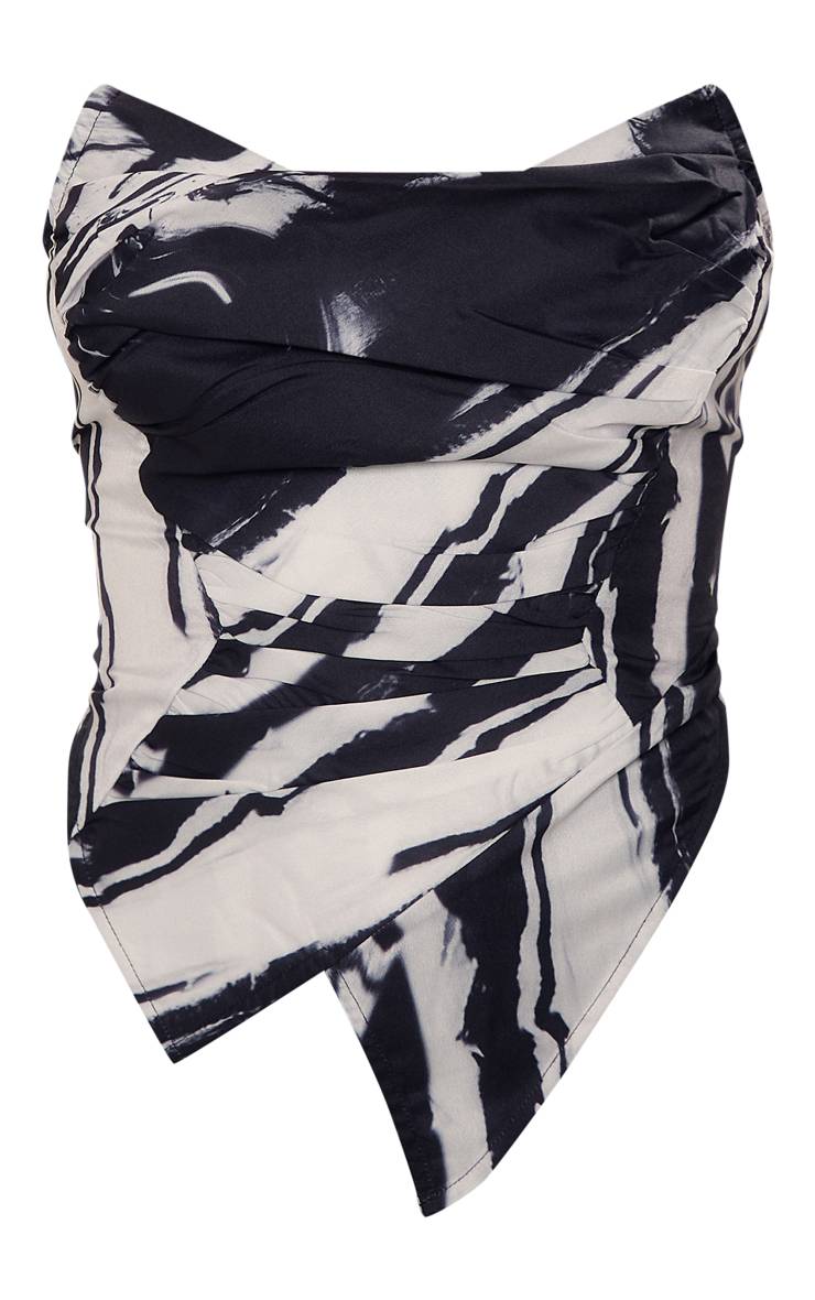 Noir Corset Tissé À Ourlet Pointu Asymétrique