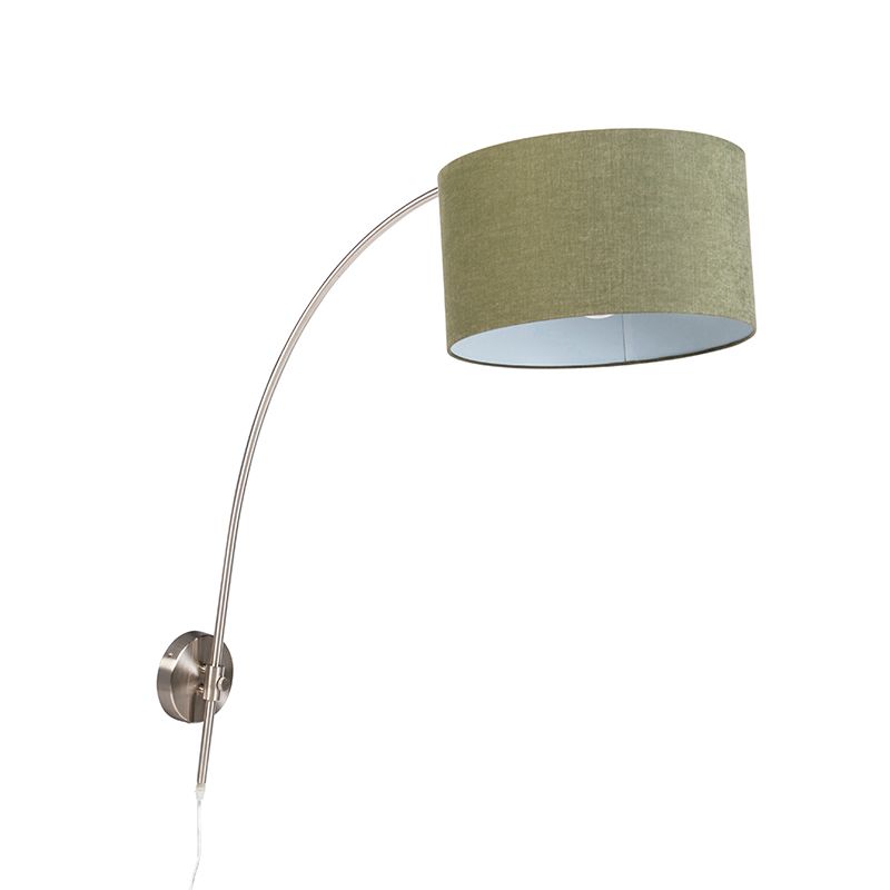 Wandbooglamp staal met kap groen 35/35/20 verstelbaar