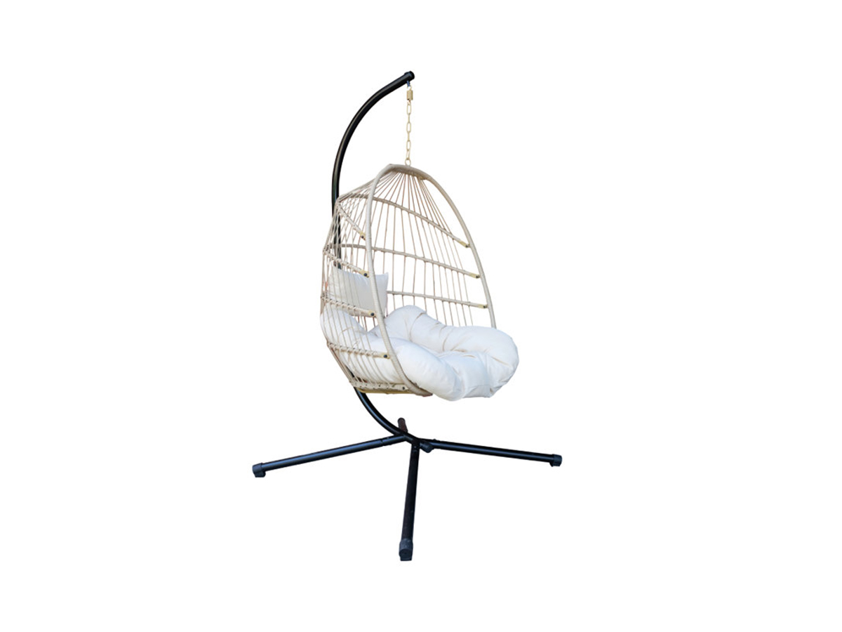 Buitenkado hangstoel met beige kussens - Black