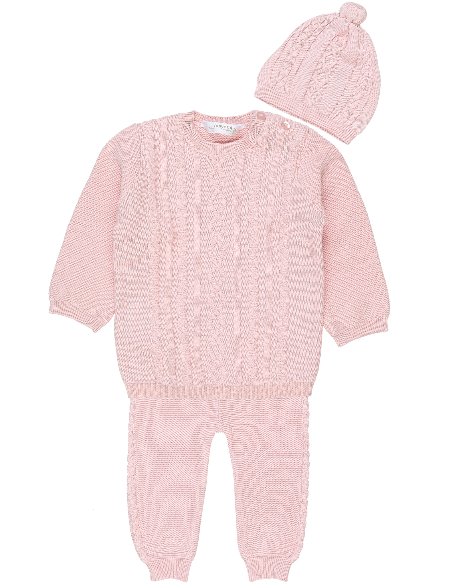 Strickpullover BABY KNIT 3-teilig in babyrosa