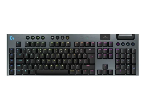 Logitech G G915 X - Tastatur - gaming, LIGHTSPEED - full size - bagbelyst - trådløs - Bluetooth, 2.4 GHz, USB-C - sort