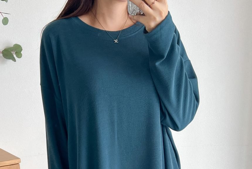 Chubby Girl - Lange mouwen effen losse midi-jurk