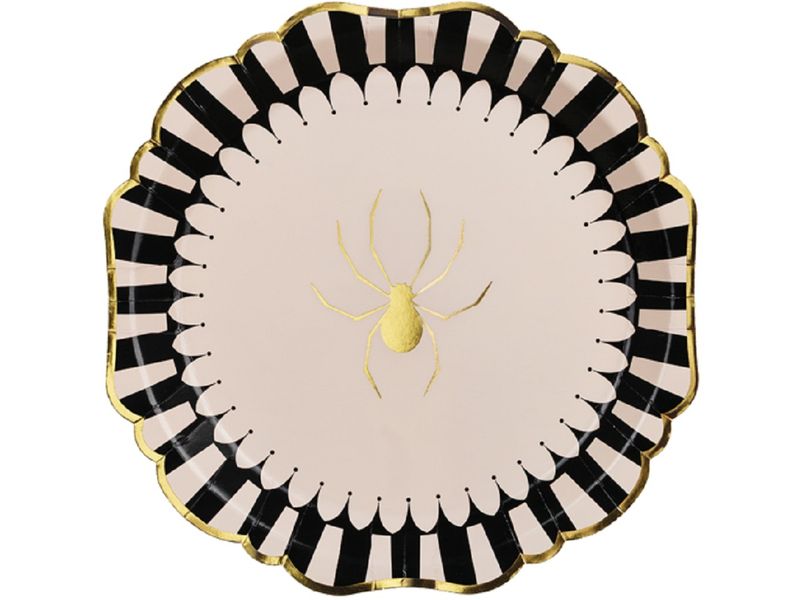 Partydeco Einweggeschirr Teller Spinne 23 cm, 6 Stück Geschirr und Tischdekoration für die Halloweenparty