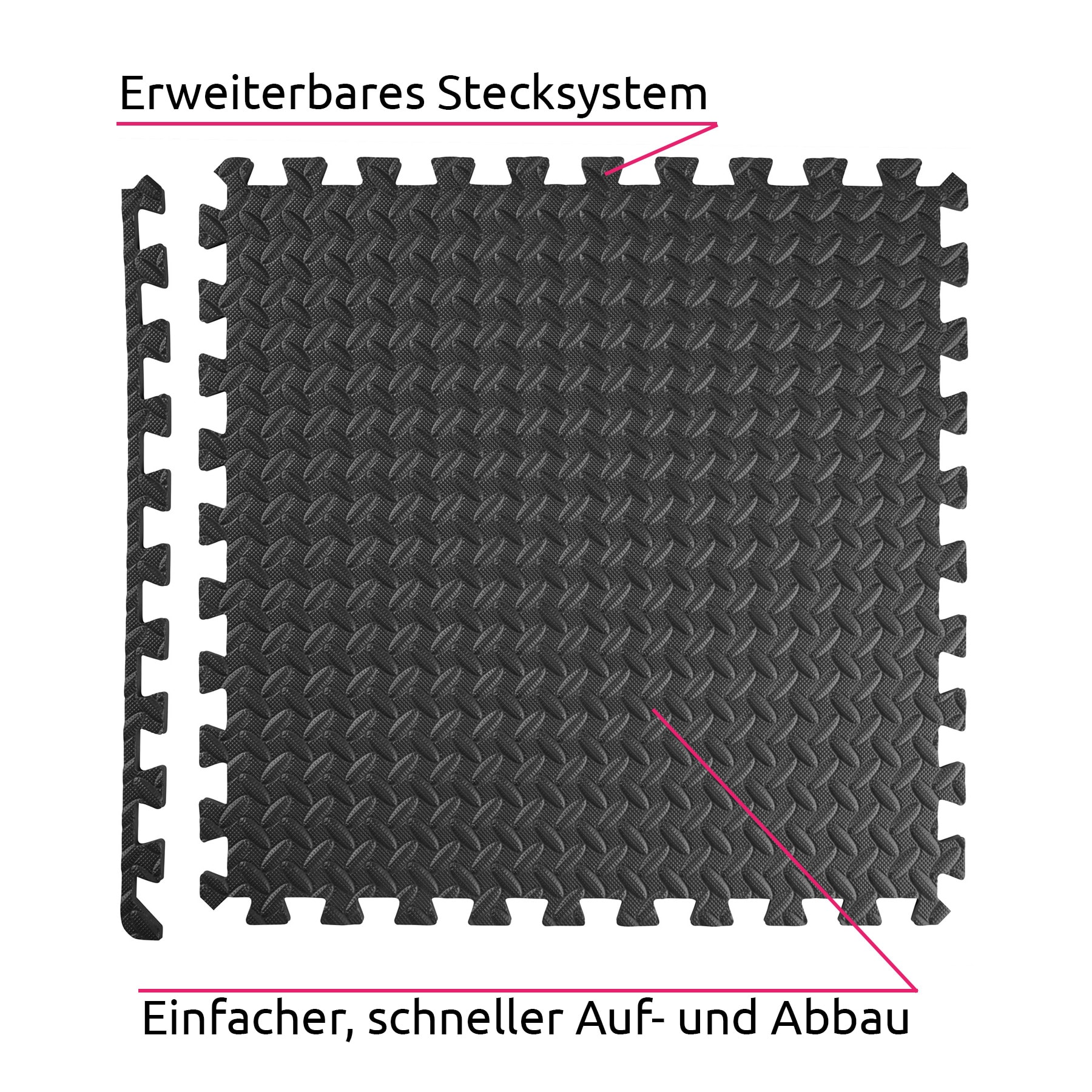 tectake® Schutzmattenset, 12-teilig mit 24 Randstücken, weich und rutschfest, leichte Reinigung und flexibel erweiterbar