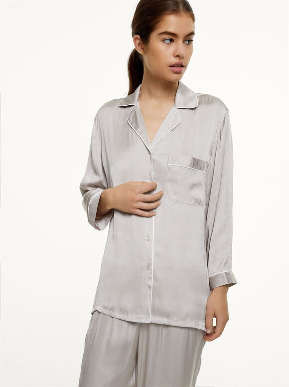 Conjunto de pijama personalizável com máscara para os olhos - Bege