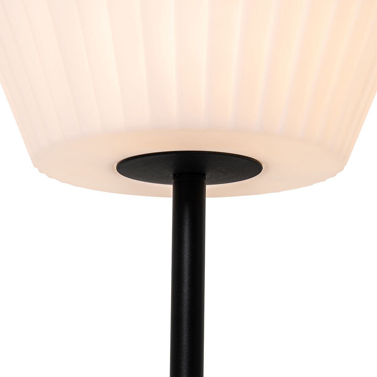 Moderne buiten tafellamp zwart met witte kap IP44 - Robbert