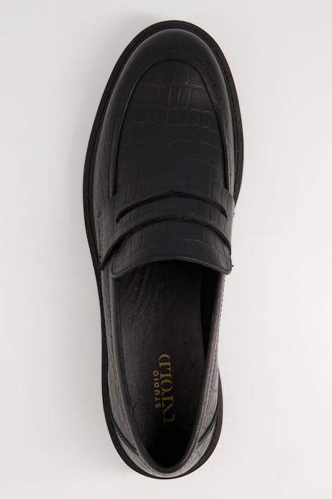 Leder Loafer, Kroko-Prägung, Plateausohle