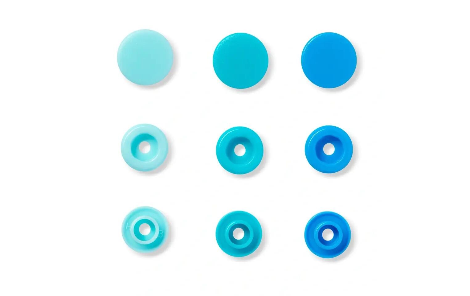 Druckknöpfe Color Snaps Love Blau, Ø 12,4 mm, 30 StückNähfreie Druckknöpfe