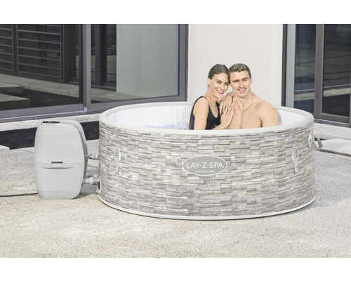 Bestway® LAY-Z-SPA® Vancouver AirJet Plus™ opblaasbare hottub met 140 luchtjets, geïntegreerd verwarmingssysteem, multifunctionele pomp en app-bediening, grijs