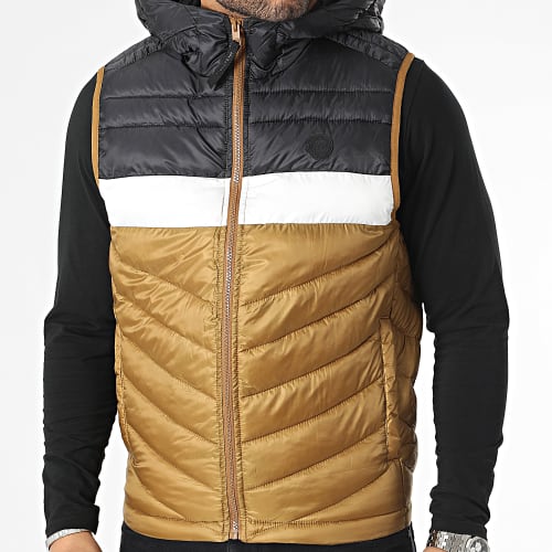 Doudoune Capuche Sans Manches Hero Camel Noir Blanc