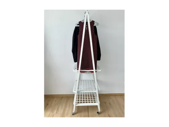 Portant à vêtements sur roulettes en métal, blanc, URBAN
