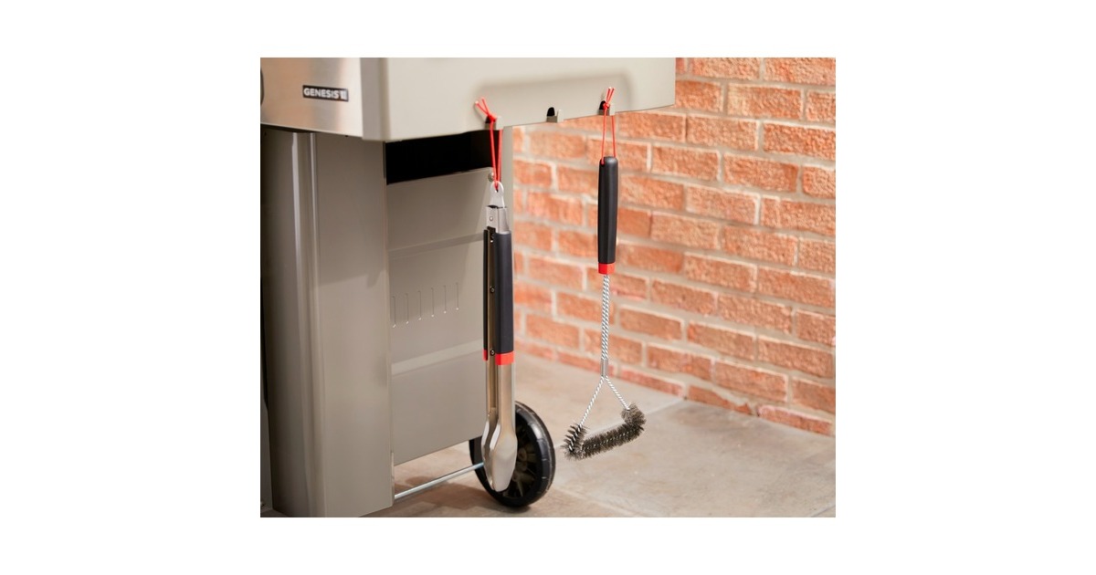 WeberDriezijdige reinigingsborstel grillreinigingsborstel  (Zwart/rood, 45 cm)