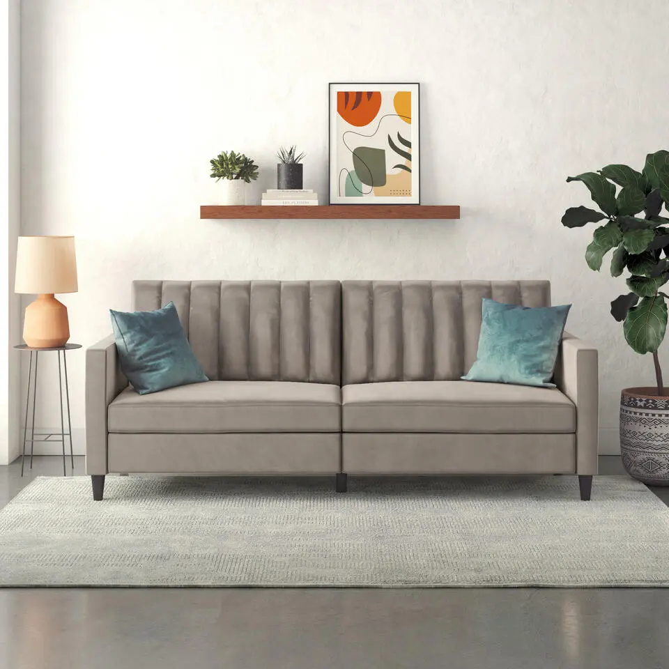 Celine - 3-zits slaapbank in taupe fluweel