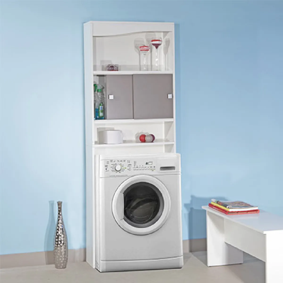Mes Meuble WC ou machine à laver - Blanc taupe
