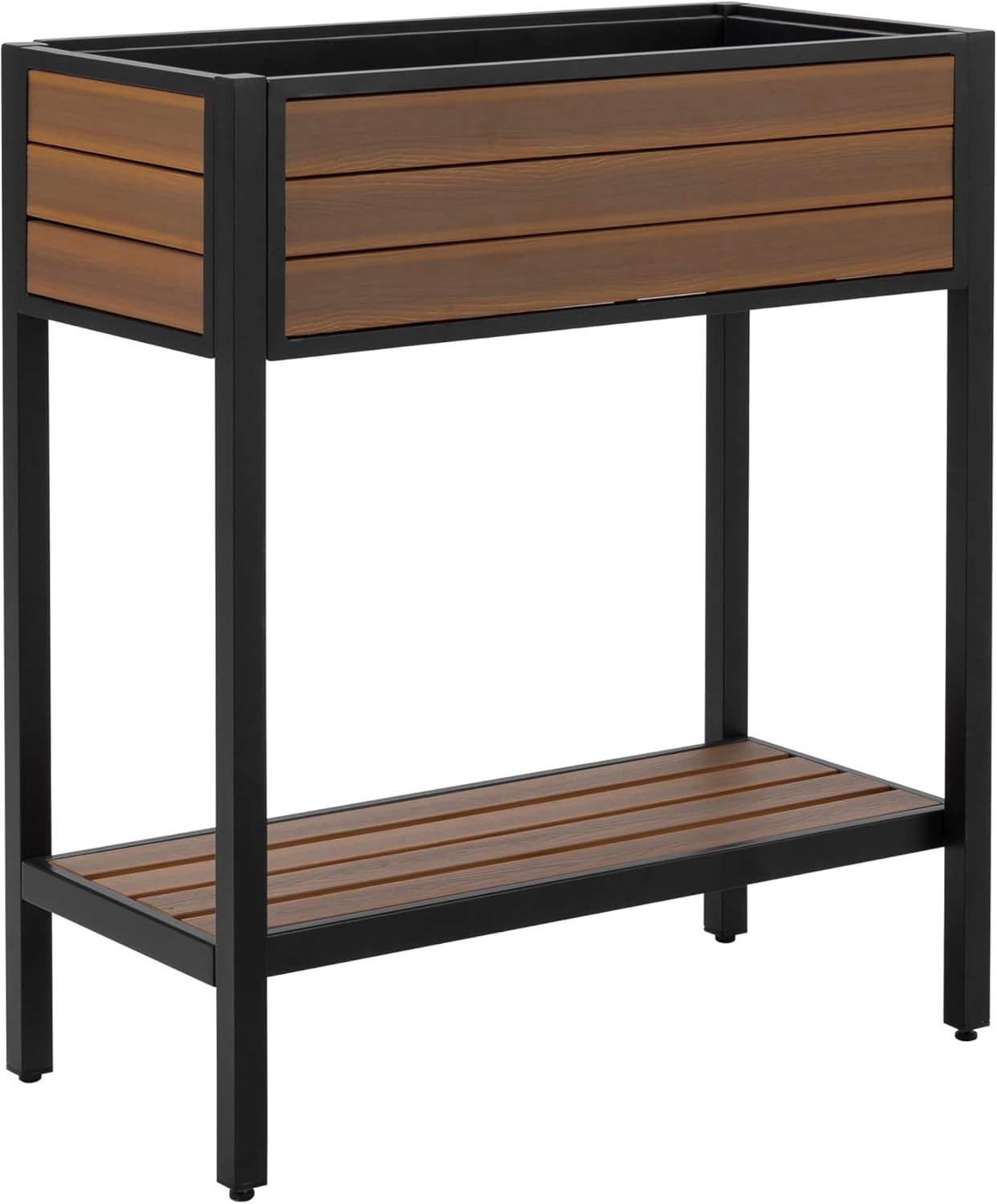Dehner Hochbeet Houston, schmales Balkonhochbeet, 87 x 76 x 38 cm, Volumen 40 l, Kunststoff/Aluminium, braun