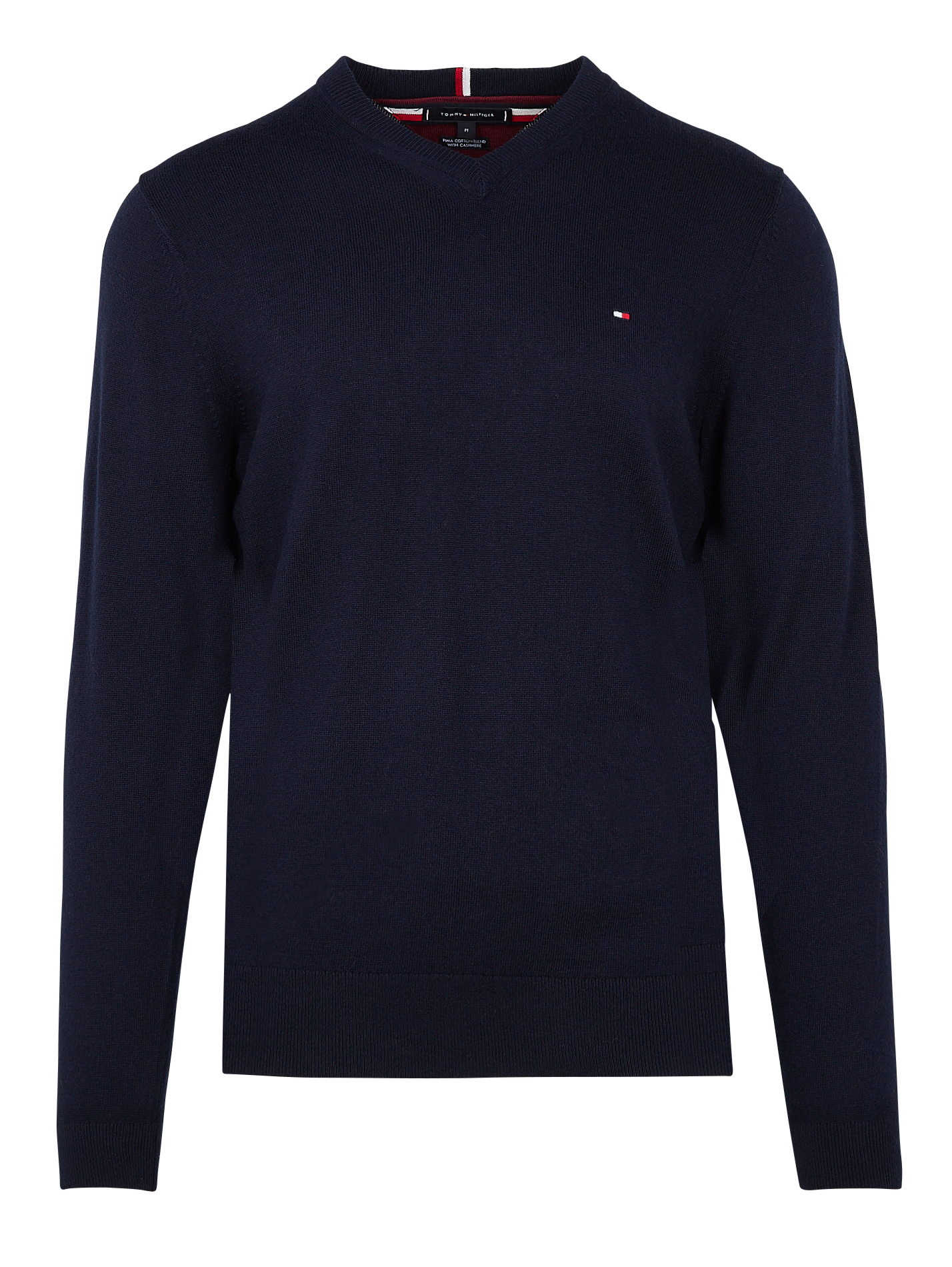 Pull col V regular-fit en coton bio mélangé| Bleu