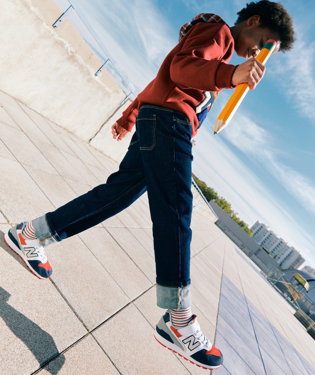 PANTALON RELAX GARÇON EN DENIM BLEU BRUT LOW IMPACT