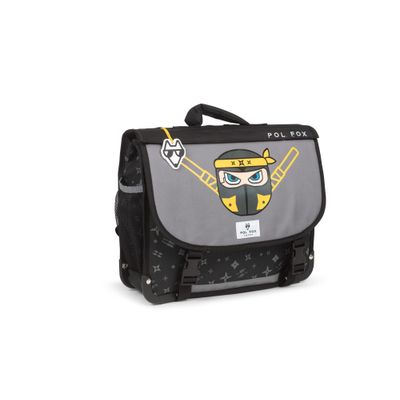 Cartable maternelle réversible Ninja - 35 cm - 1 compartiment - gris - Pol Fox