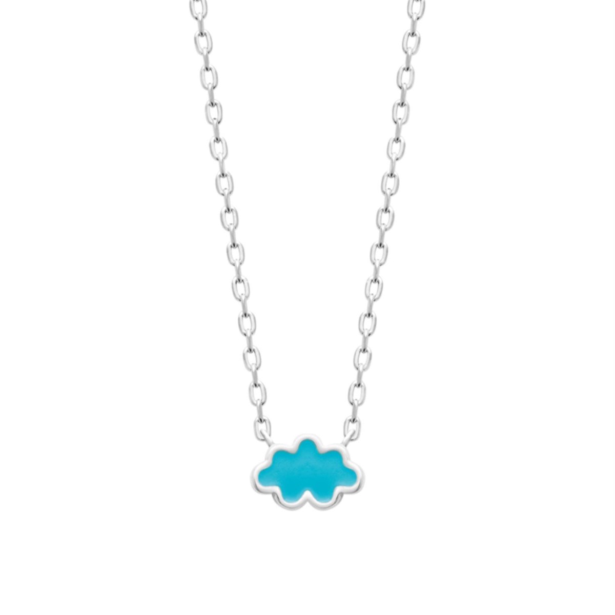 Collier nuage émail coloré bleu Argent 925 Rhodié