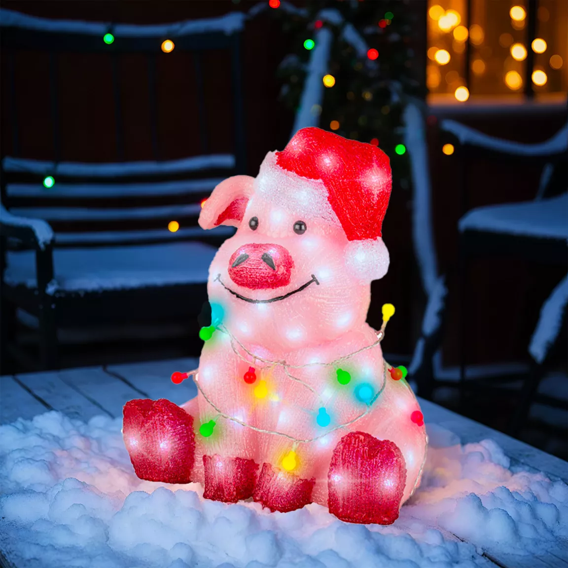 Cochon lumineux 100 LED (H41 cm) Baby Gaston Multicolore