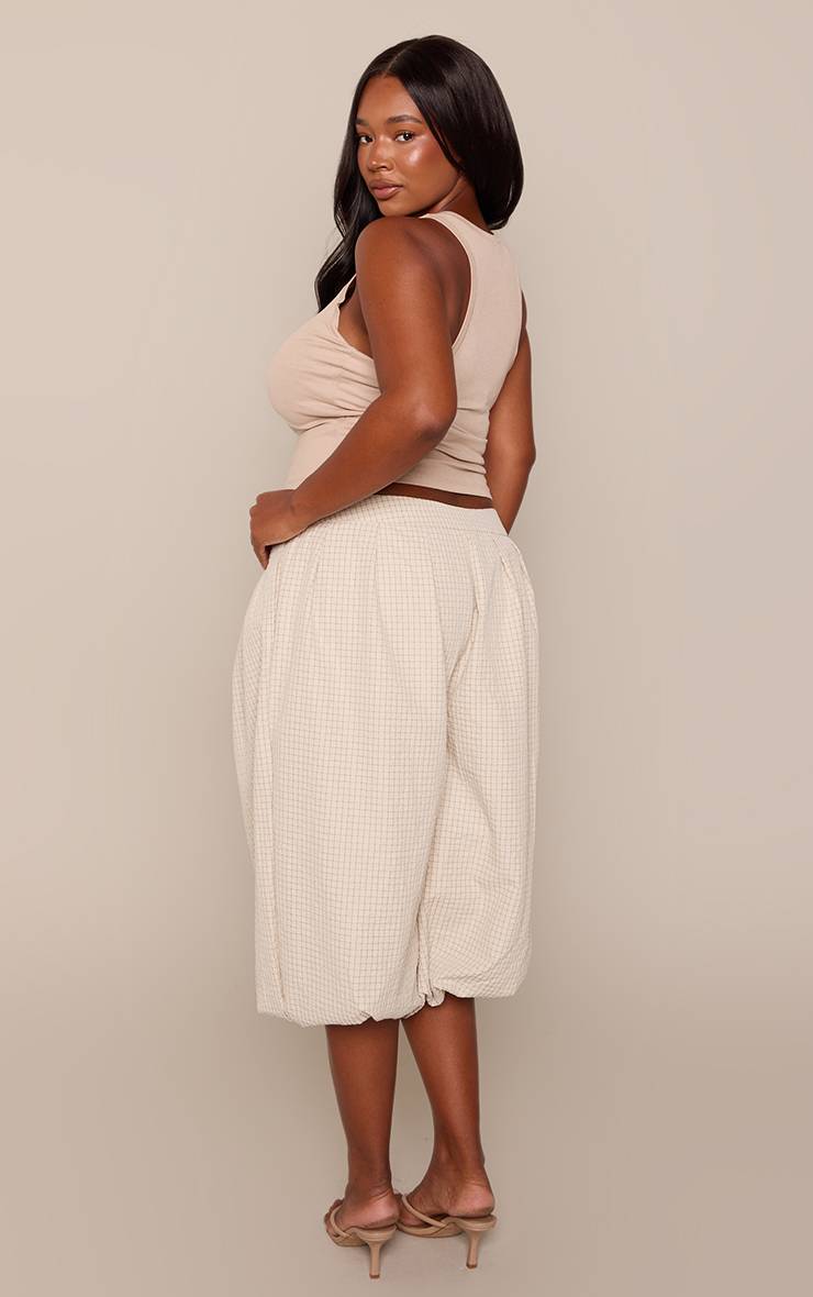 Gris Pierre Short Bouffant En Coton À Carreaux Grande Taille