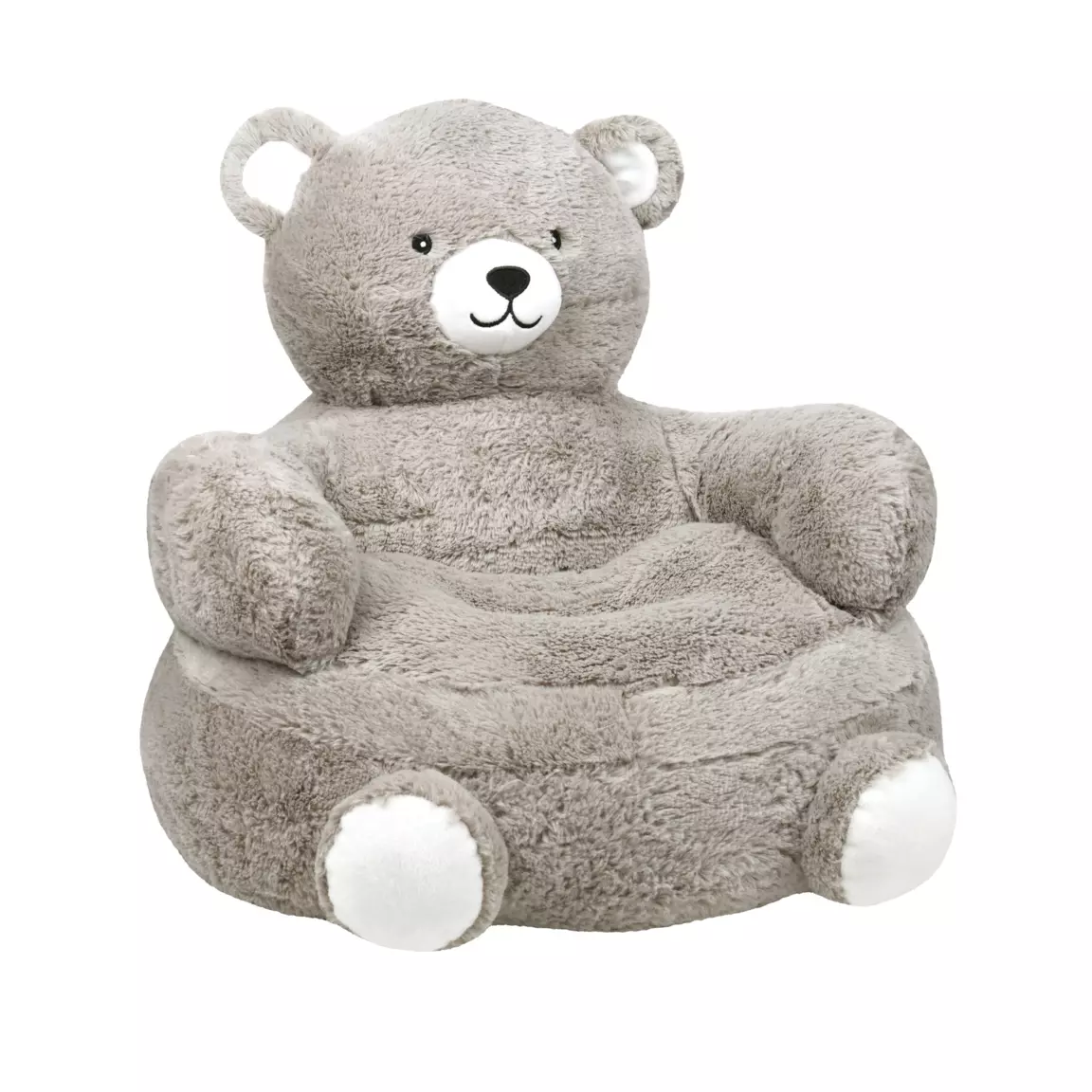 Pouf peluche ours enfant (H45 cm) Leo Gris