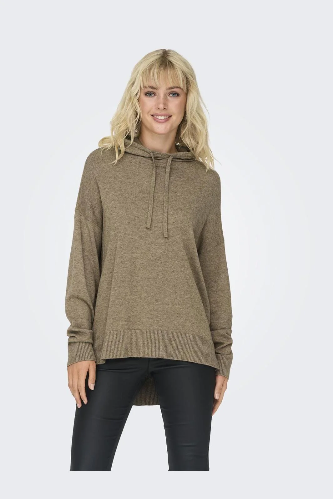 Only Onlibi Ls Loose Long Hood Cc Knt 4519295 malt ball melange