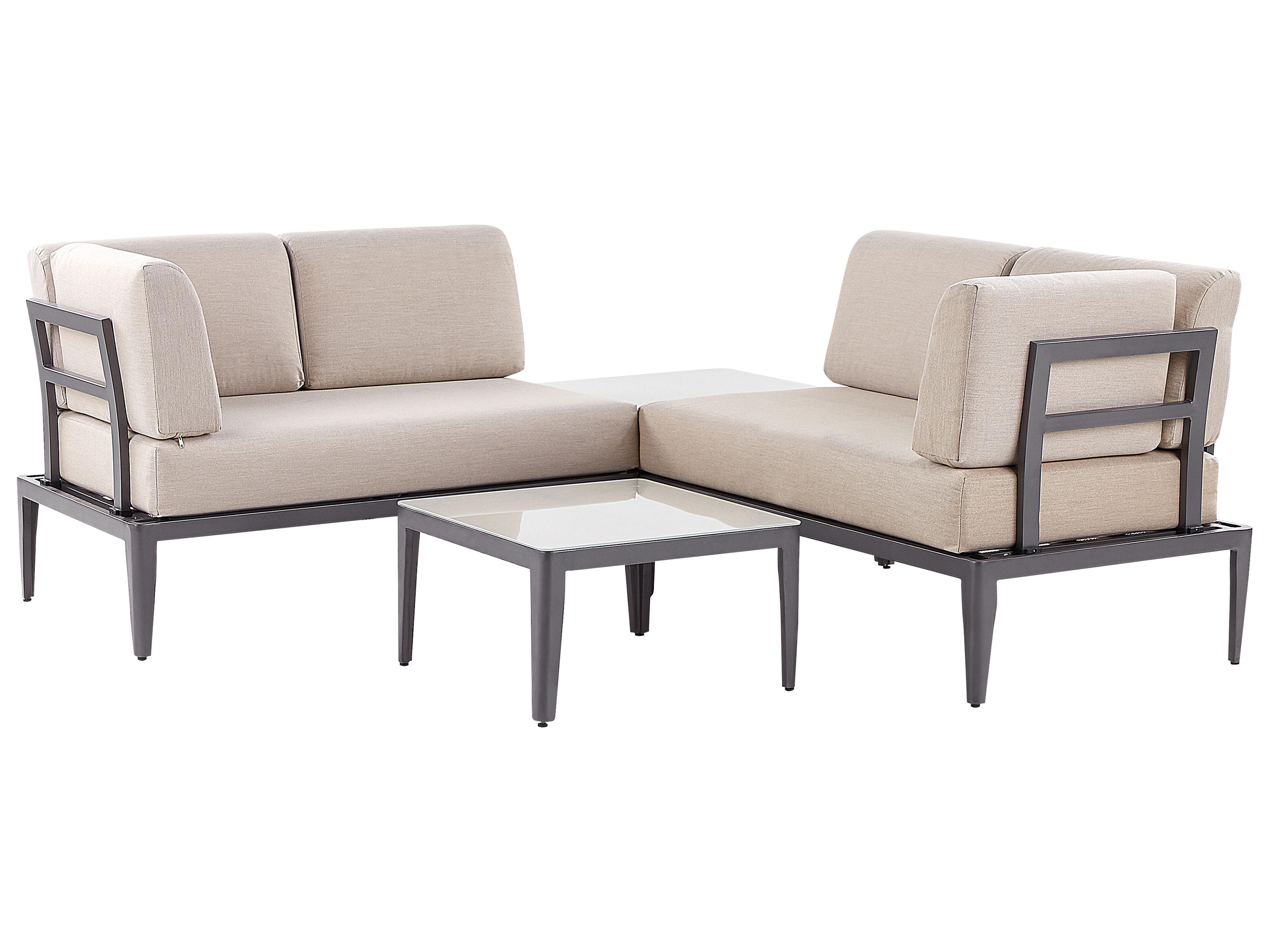 Tuin hoekloungeset met tafel 6-zits RIMA III linkszijdig modulair Metaal Beige