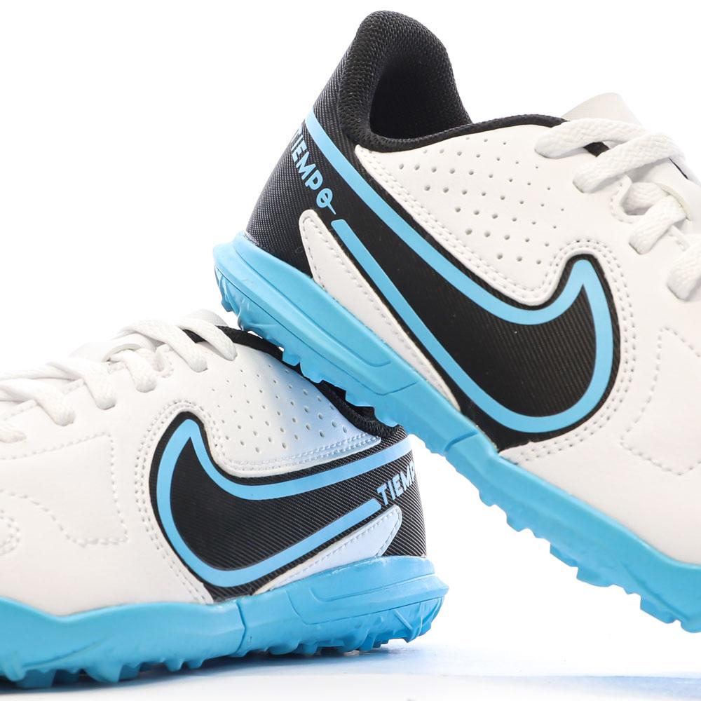 Nike Chaussures de Foot Blanc/Bleu Junior Nike Legend 9 Club TF