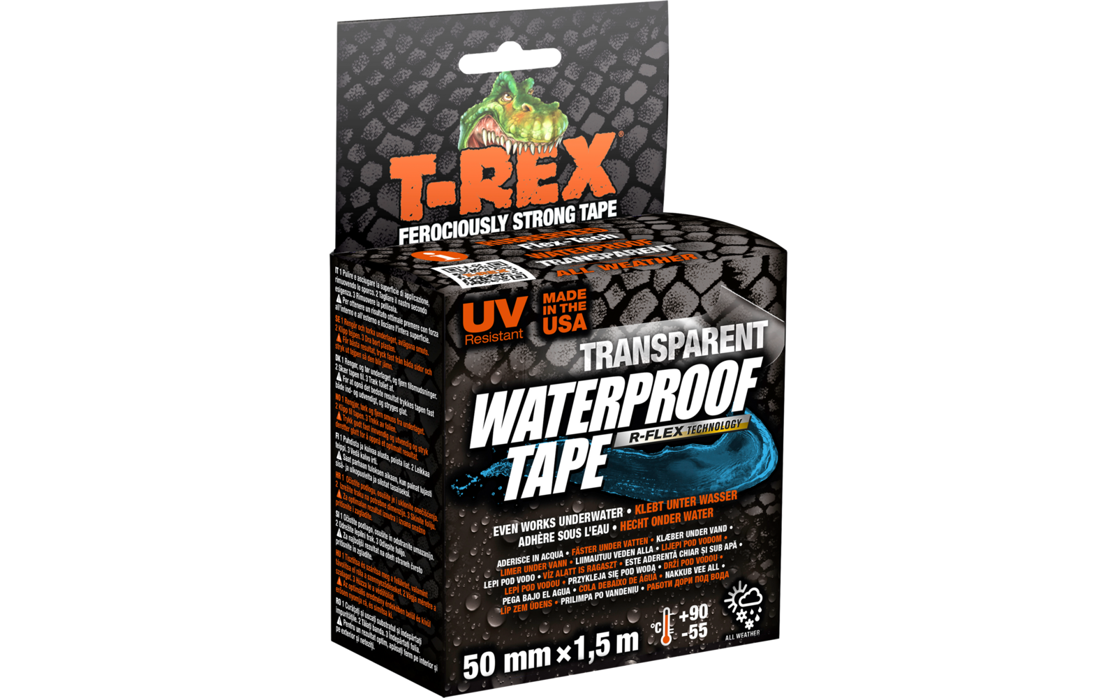 T-Rex  wasserfestes Reparaturklebeband 1,5 m x 50 mm transparent