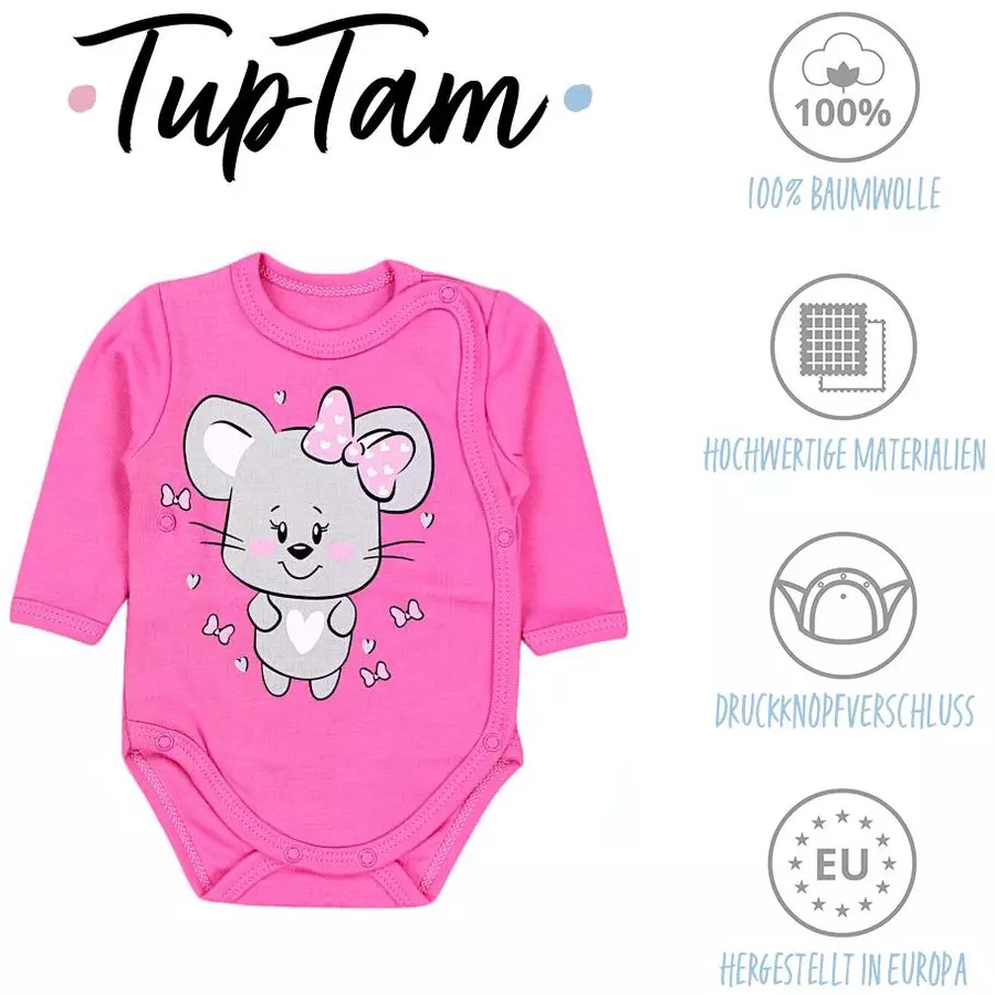 TupTam Baby Langarm Wickelbody 5er Pack ecru
