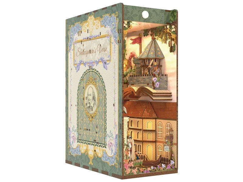 Tonecheer Bausatz Book Nook Shakespeare's Verse 3D-Modell aus lasergeschnittenen Holzteilen