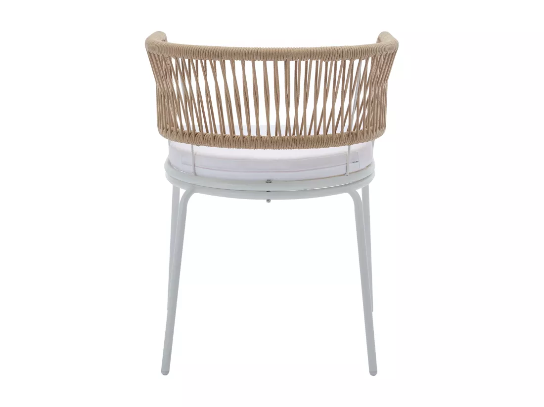Lot de 2 fauteuils de jardin en métal et corde - Beige avec coussin blanc - PISTO de MYLIA