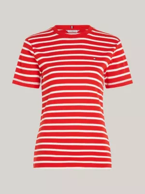 Camiseta Slim Canelada com Bordado de Bandeira