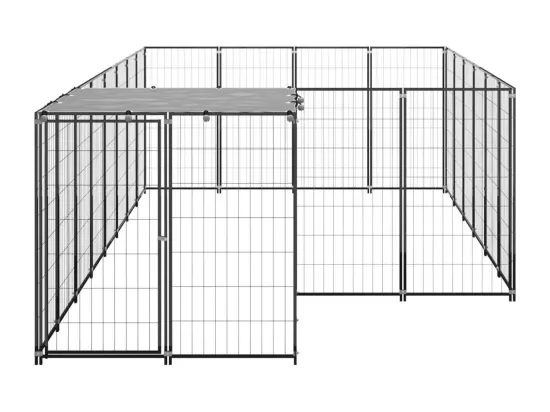 Chenil extérieur cage enclos noire 440 x 220 x 110 cm 02_0000558