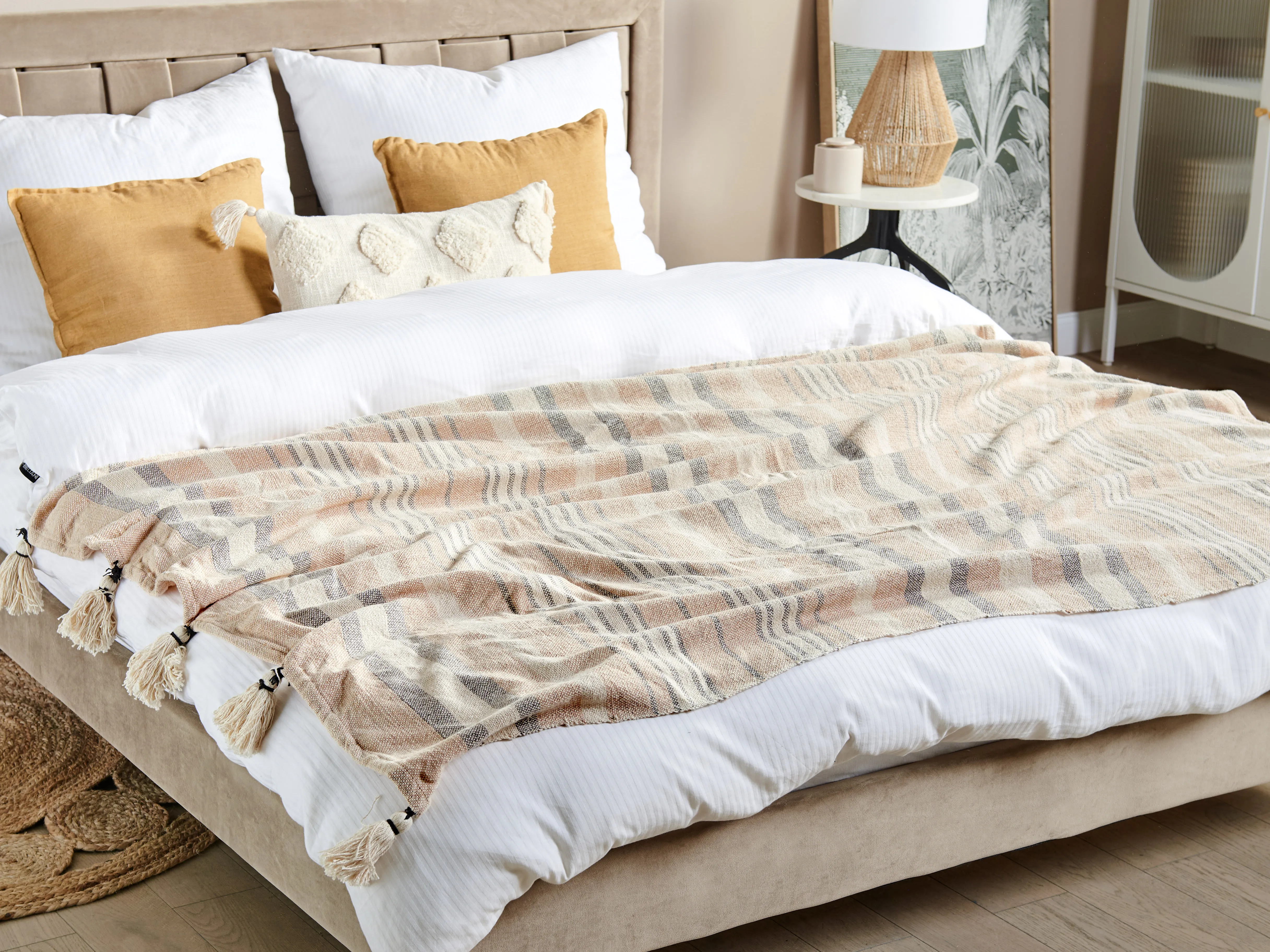 Plaid YARSELI Katoen 130 x 170 cm Beige