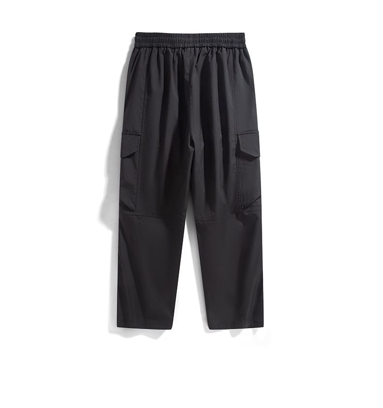Dandyluxe - Effen cargobroek met trekkoord in de taille en rechte pijpen