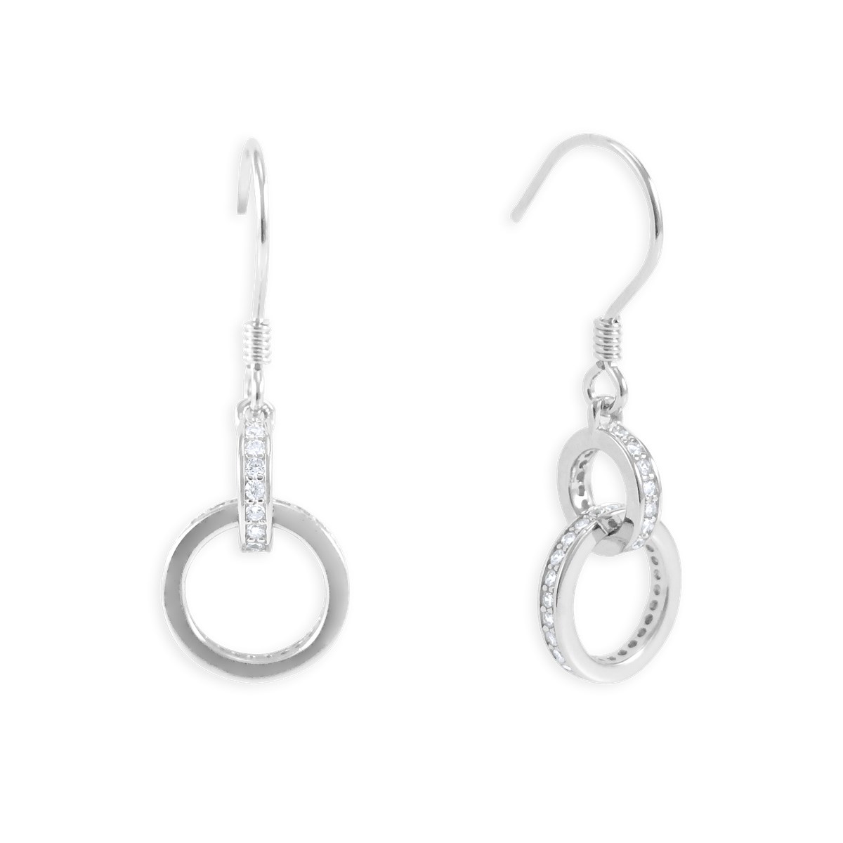 Boucles d'oreilles pendantes en argent 925 rhodié avec oxydes de zirconium
