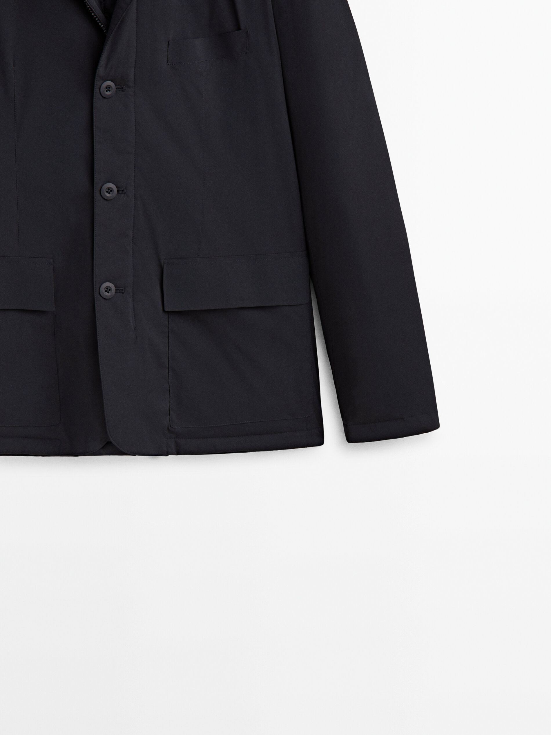 Blazer com enchimento de plumas e penas - AZUL MARINHO