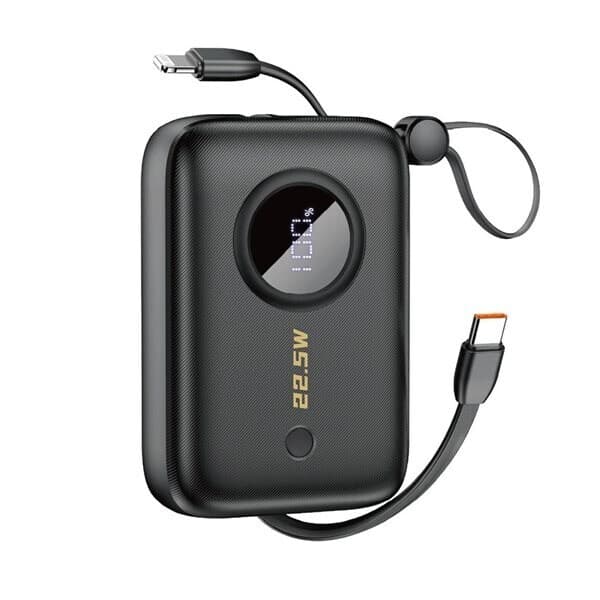 Powerbank 10000mAh med USB-C og Lightning-kabel